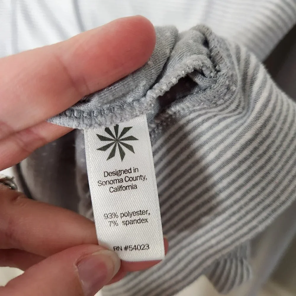 ATHLETA Grey Stripe Heavenly Hail Zip Jacket